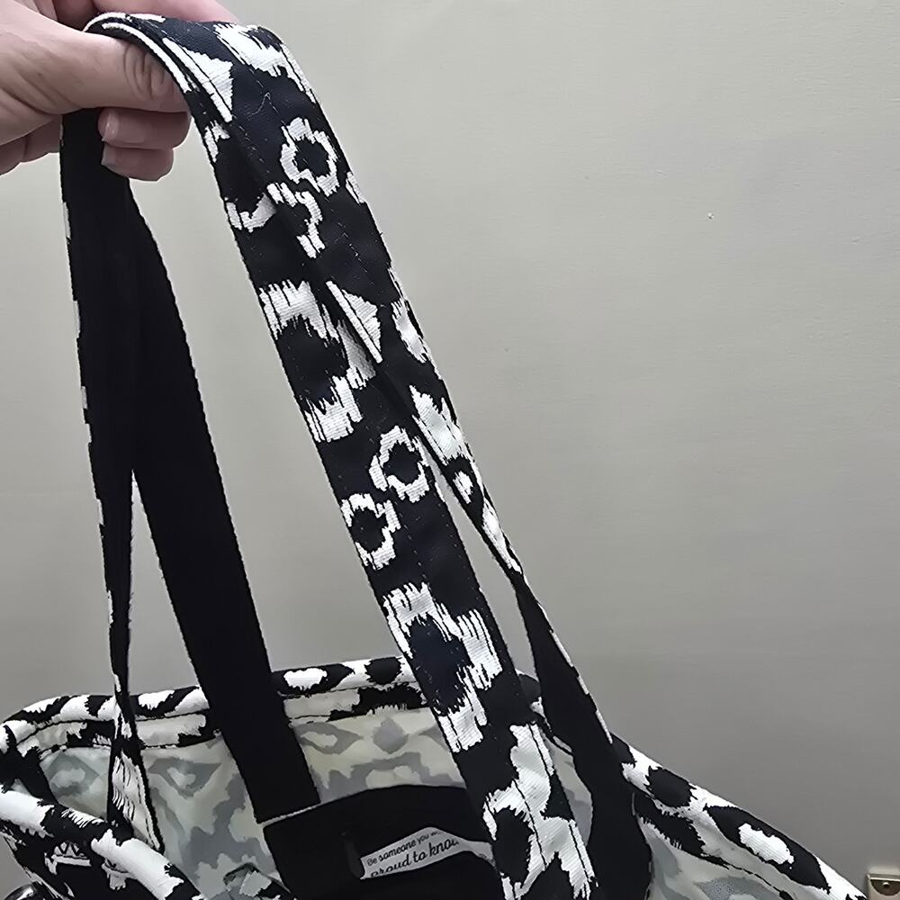 Thirty-One Retro Metro Aztec Print Canvas Tote Bag Bohemian Boho White Black - Picture 11 of 14
